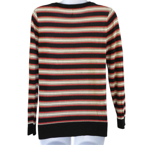 Scotch & Soda Maison Metallic Striped Sweater Lightweight Knit Ribbed Crewneck S - Picture 3 of 10